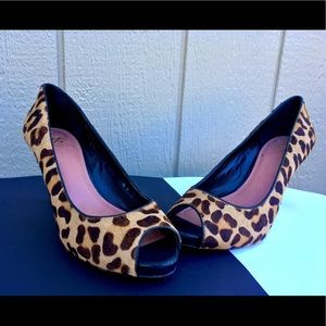 Vince Camuto Leopard Print Peep Toe Heels